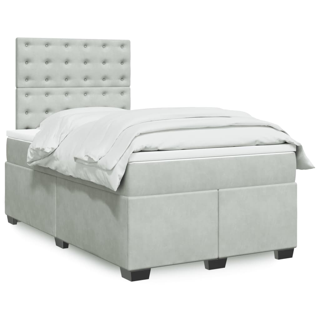 vidaXL Boxspring met matras fluweel blauw 140x190 cm
