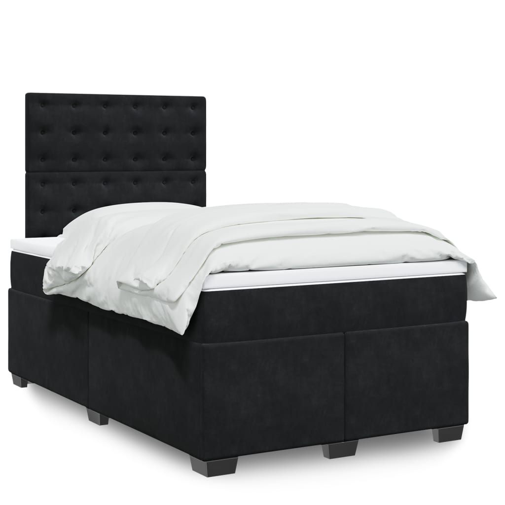 vidaXL Boxspring met matras fluweel blauw 140x190 cm