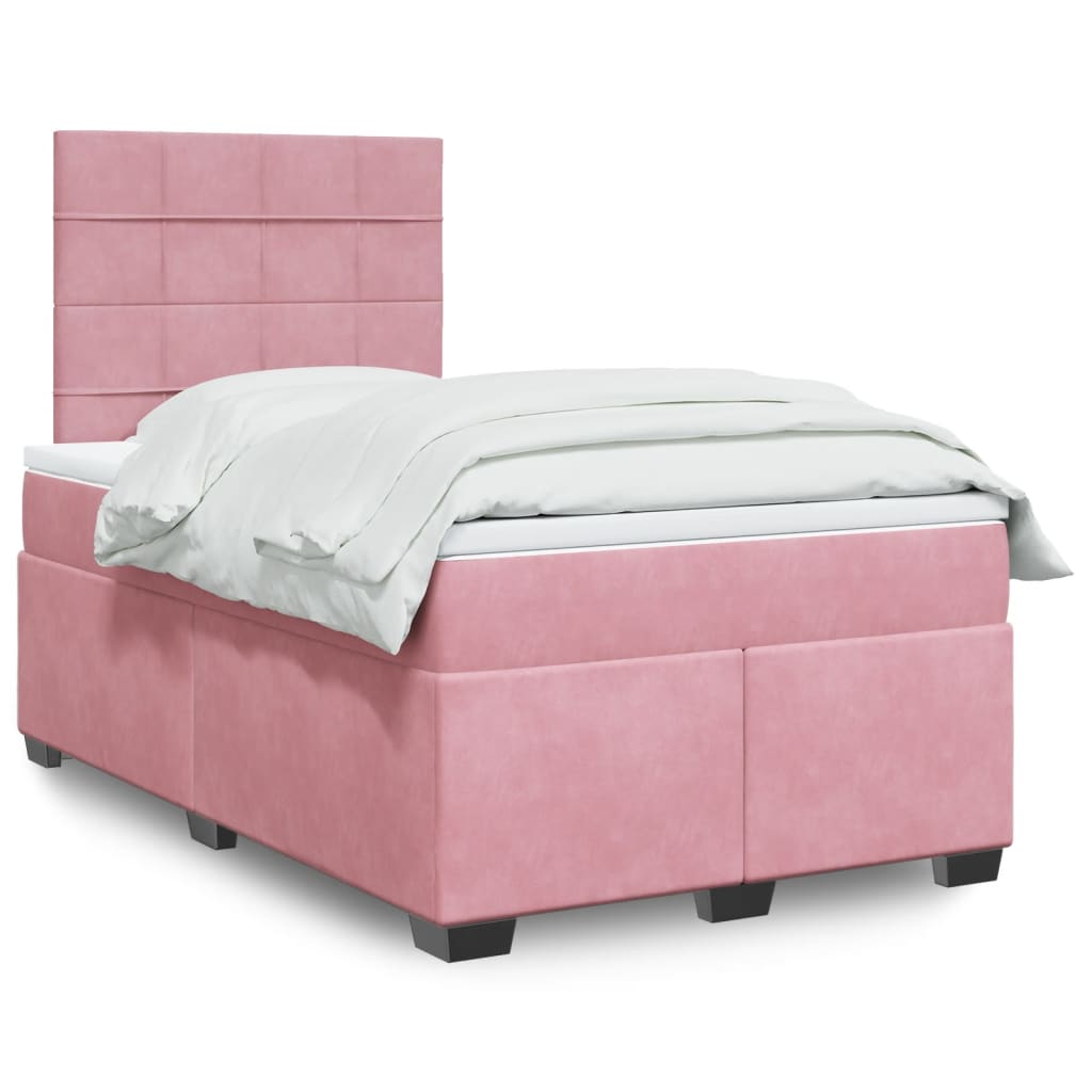 vidaXL Boxspring met matras fluweel blauw 140x190 cm