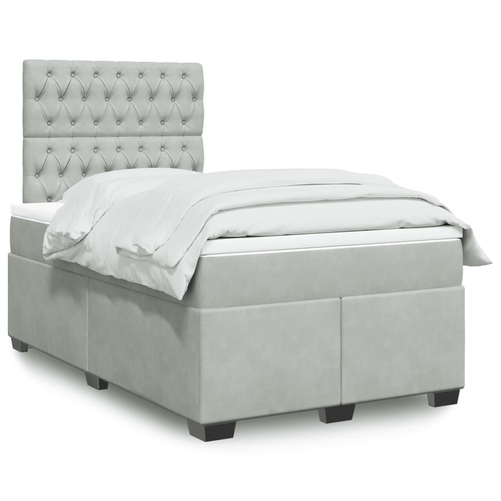 vidaXL Boxspring met matras fluweel blauw 140x190 cm