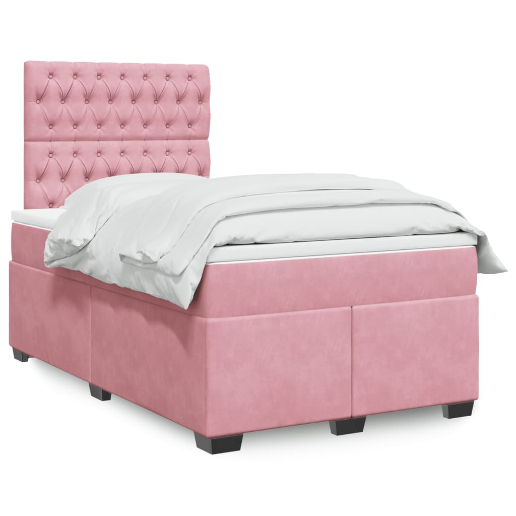 vidaXL Boxspring met matras fluweel blauw 140x190 cm