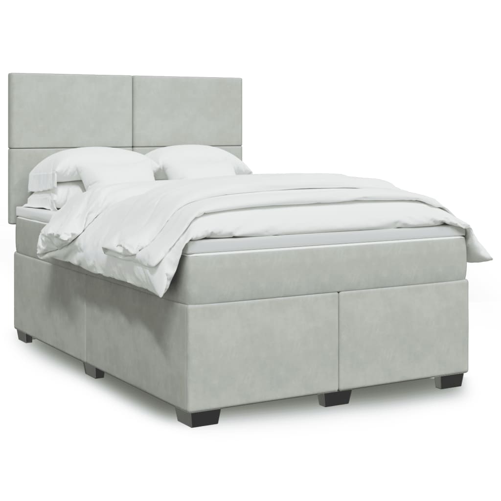 vidaXL Boxspring met matras fluweel blauw 140x190 cm