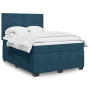 vidaXL Boxspring met matras fluweel blauw 140x190 cm