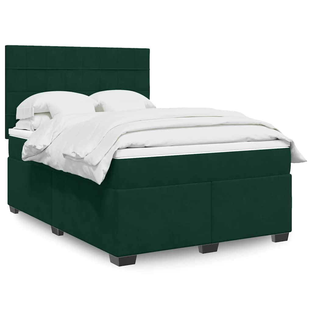 vidaXL Boxspring met matras fluweel blauw 140x190 cm