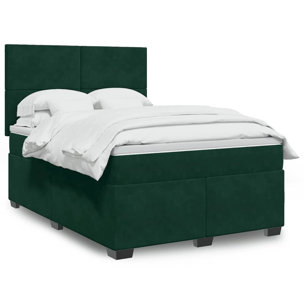 vidaXL Boxspring met matras fluweel blauw 140x190 cm