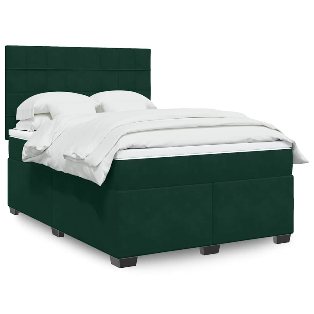 vidaXL Boxspring met matras fluweel blauw 140x190 cm