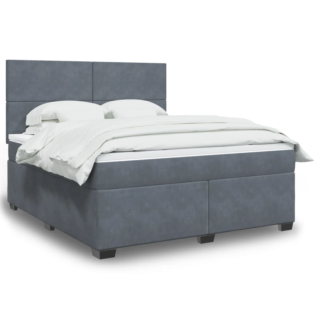 vidaXL Boxspring met matras fluweel blauw 140x190 cm