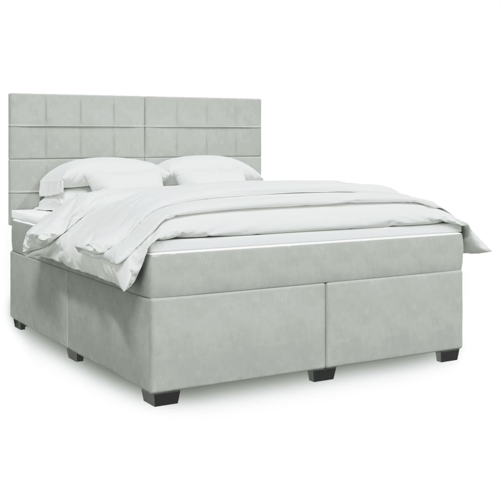 vidaXL Boxspring met matras fluweel blauw 140x190 cm