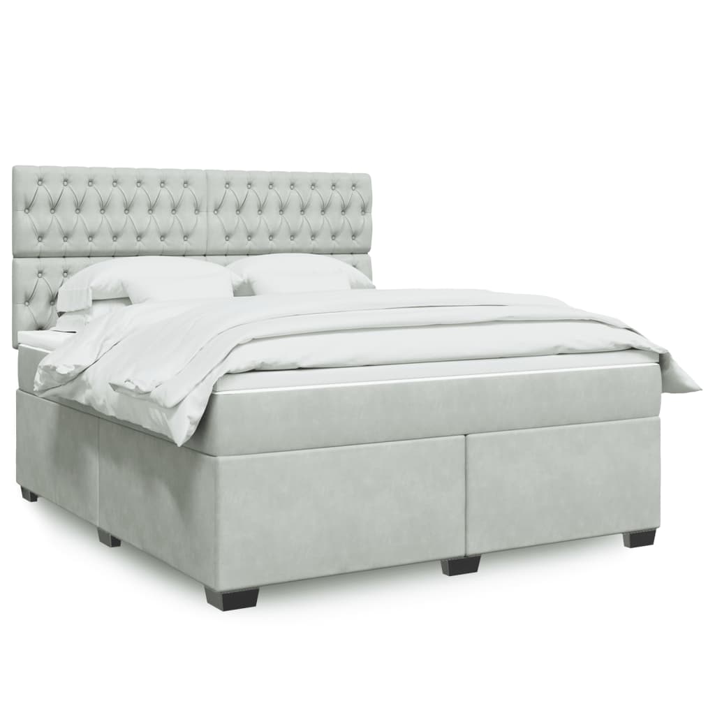 vidaXL Boxspring met matras fluweel blauw 140x190 cm