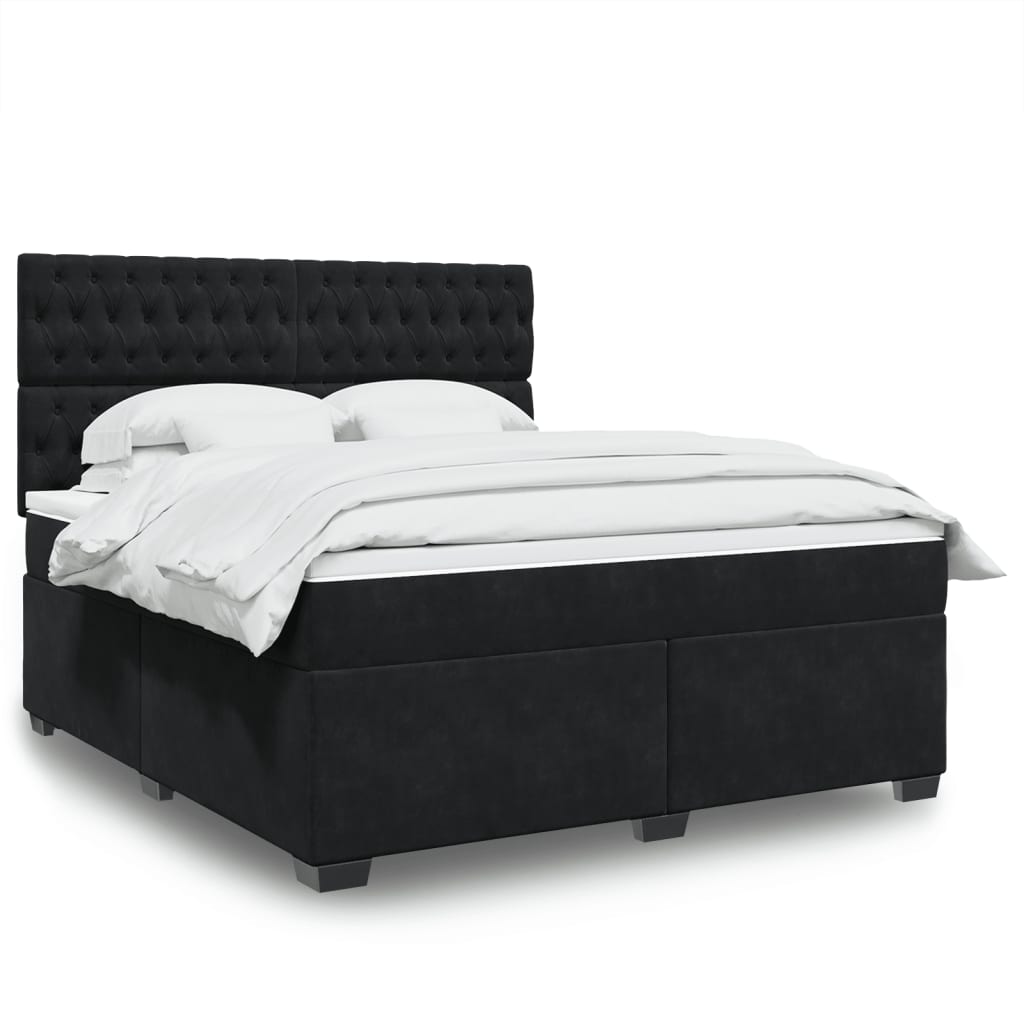 vidaXL Boxspring met matras fluweel blauw 140x190 cm