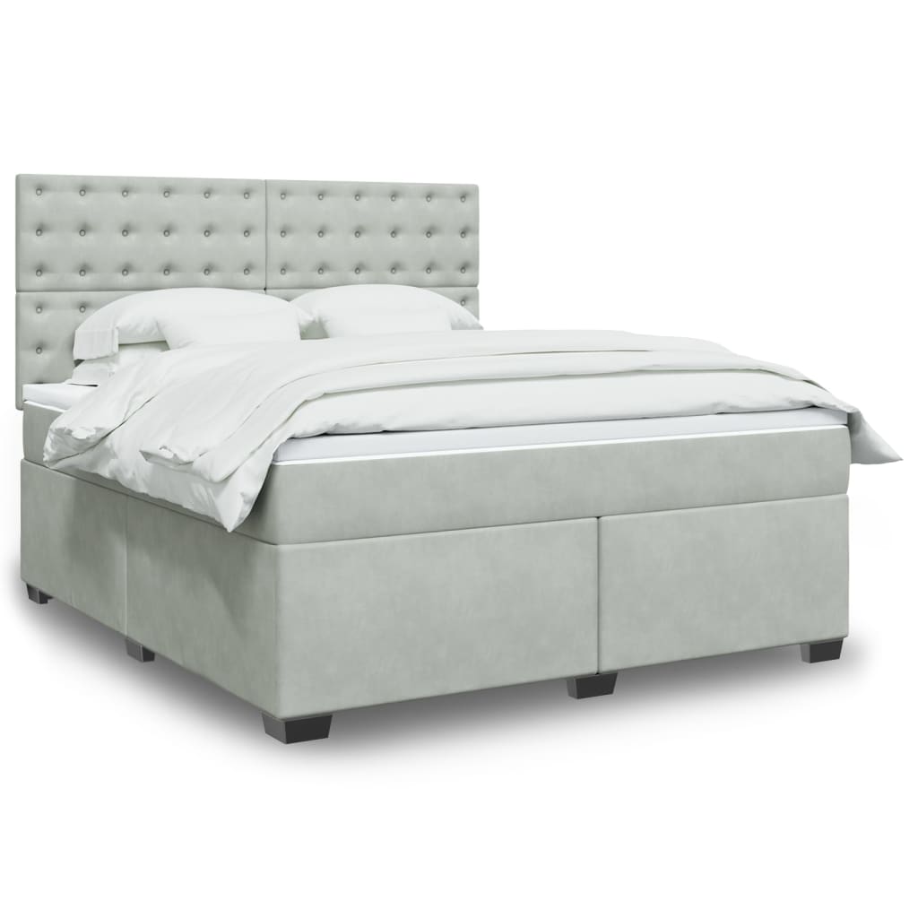 vidaXL Boxspring met matras fluweel blauw 140x190 cm