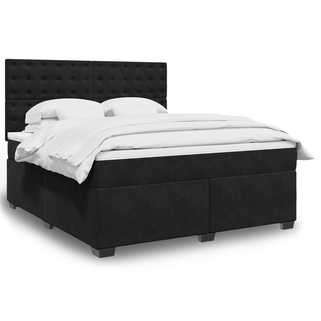 vidaXL Boxspring met matras fluweel blauw 140x190 cm