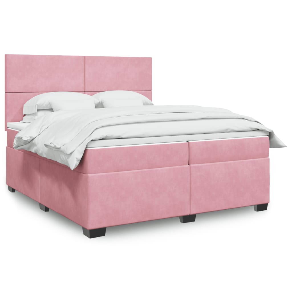 vidaXL Boxspring met matras fluweel blauw 140x190 cm