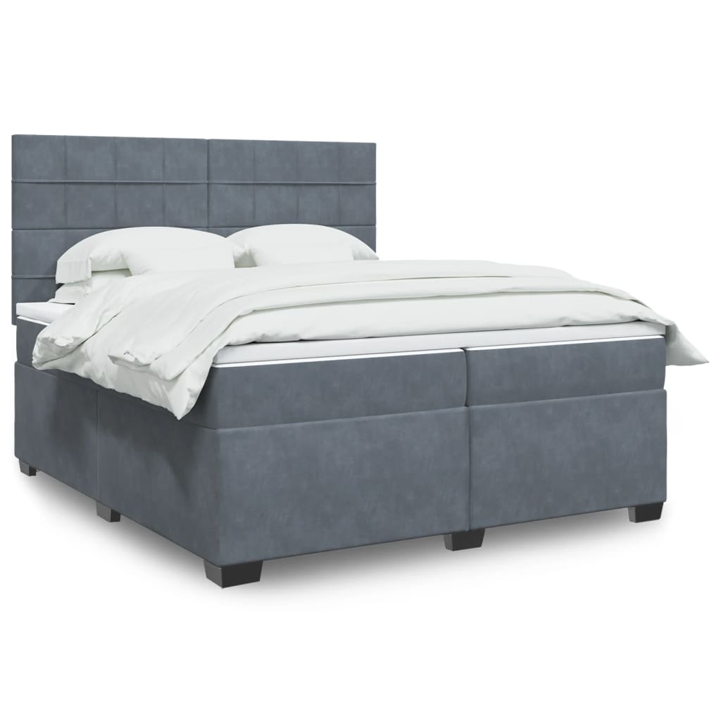 vidaXL Boxspring met matras fluweel blauw 140x190 cm