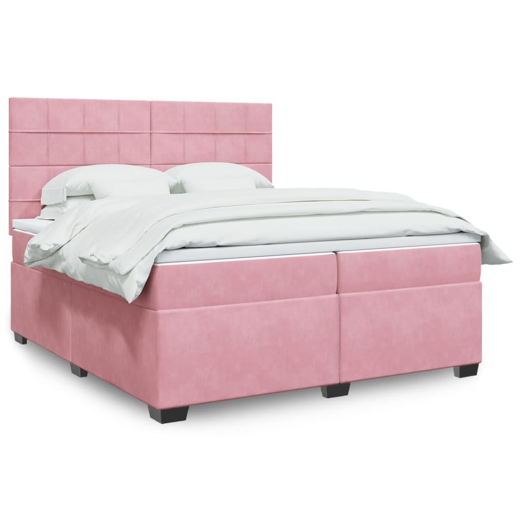 vidaXL Boxspring met matras fluweel blauw 140x190 cm