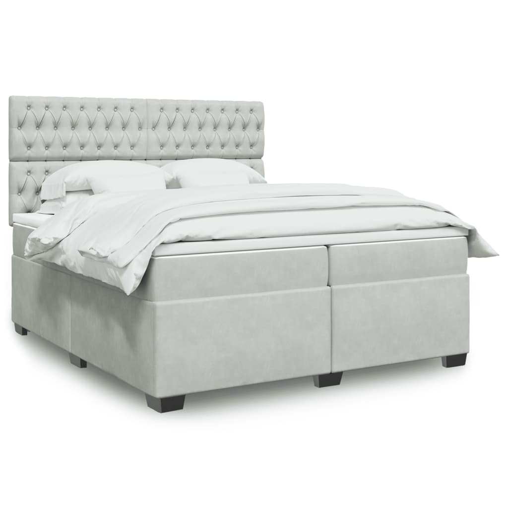 vidaXL Boxspring met matras fluweel blauw 140x190 cm