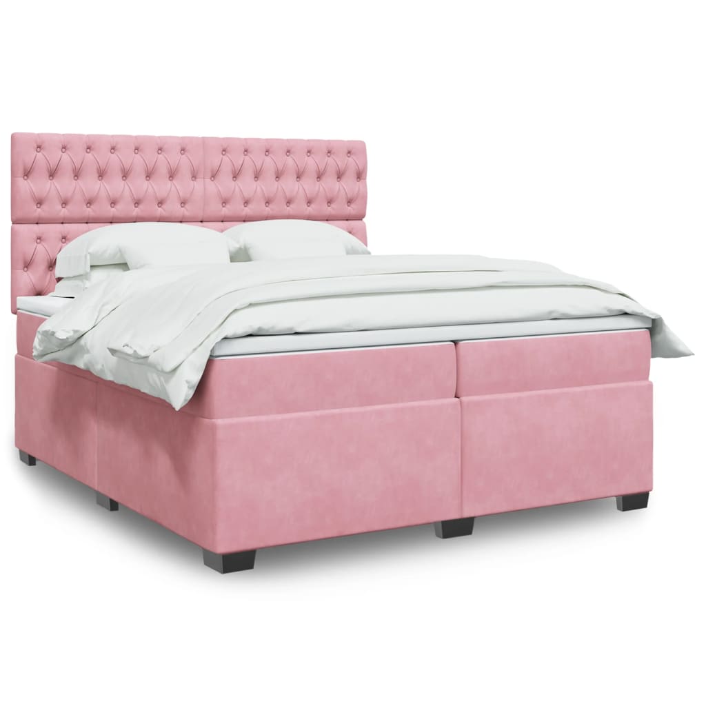 vidaXL Boxspring met matras fluweel blauw 140x190 cm