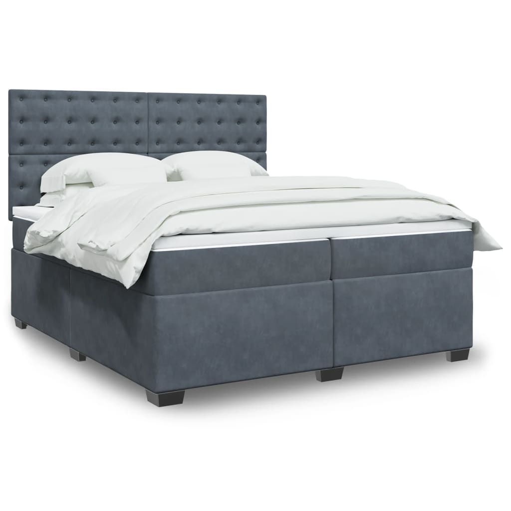 vidaXL Boxspring met matras fluweel blauw 140x190 cm