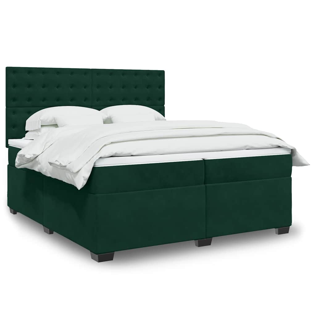 vidaXL Boxspring met matras fluweel blauw 140x190 cm