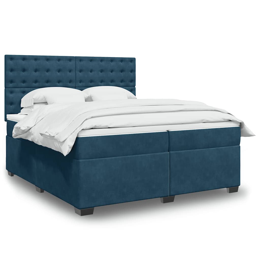 vidaXL Boxspring met matras fluweel blauw 140x190 cm