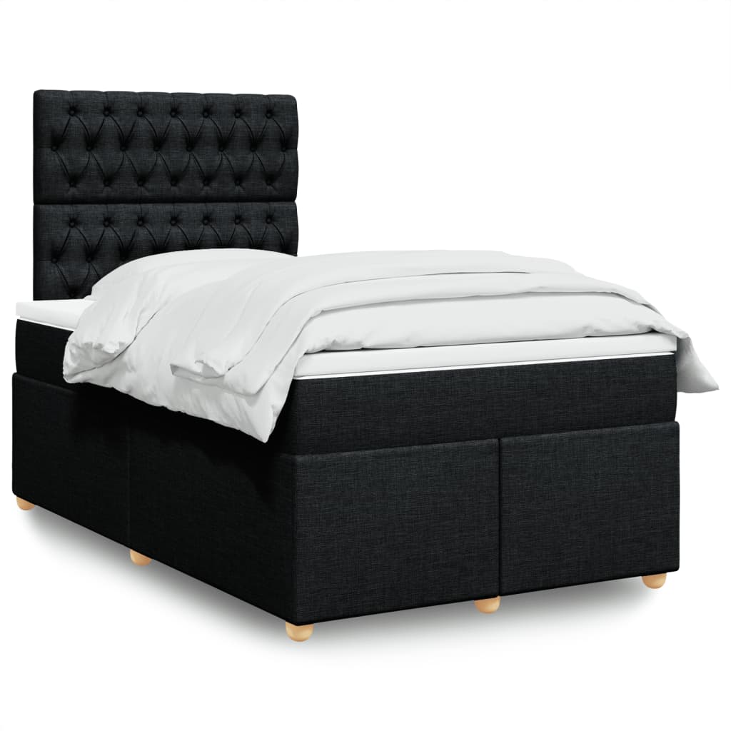 vidaXL Boxspring met matras stof zwart 80x200 cm