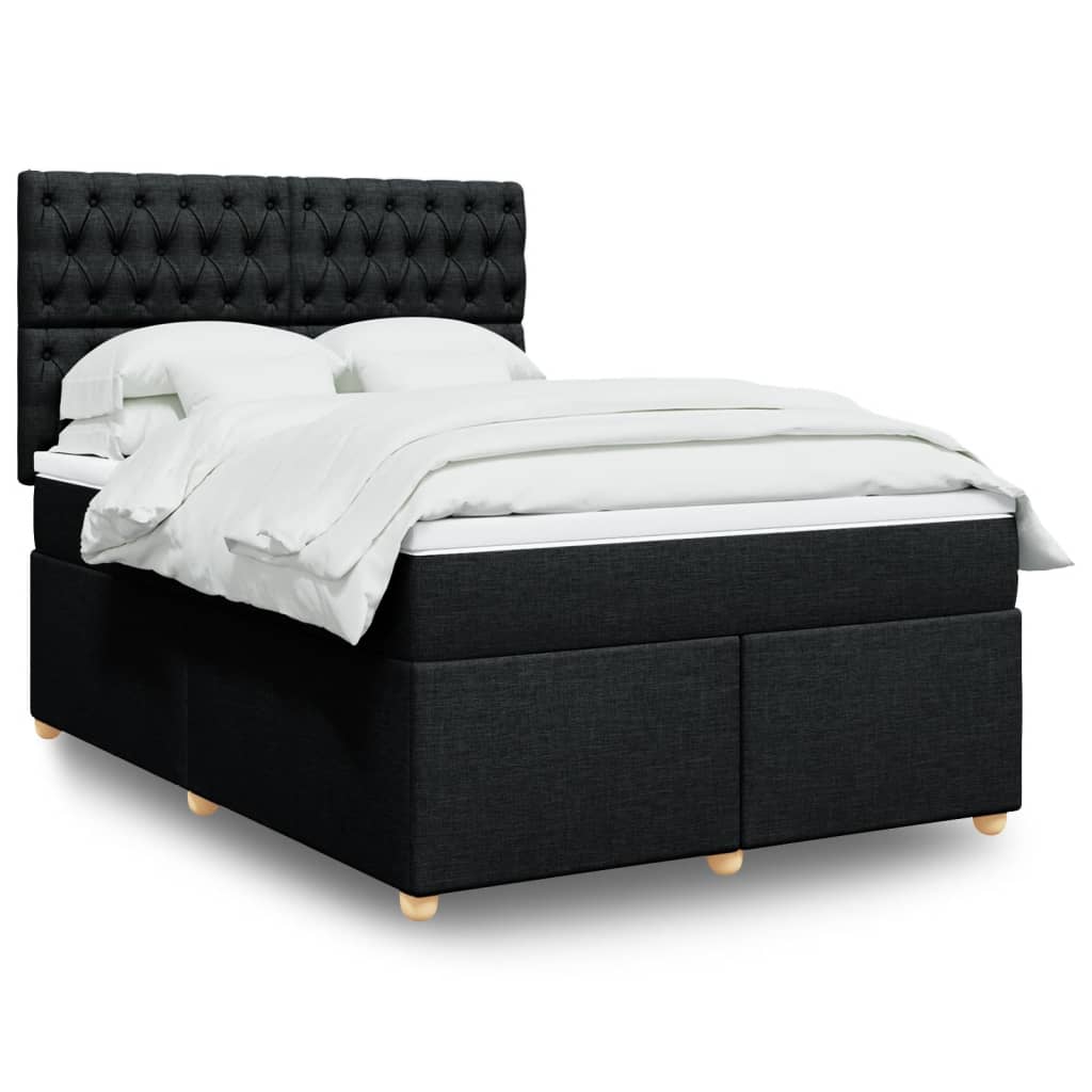vidaXL Boxspring met matras stof zwart 80x200 cm