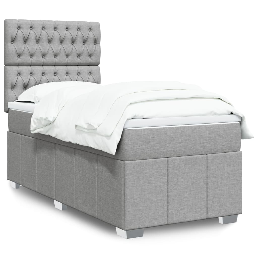 vidaXL Boxspring met matras stof donkergrijs 160x200 cm