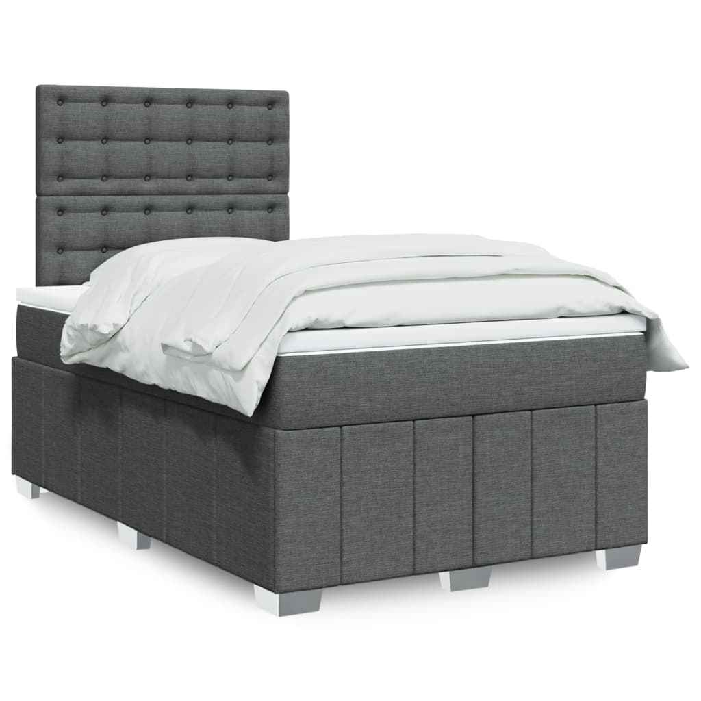 vidaXL Boxspring met matras stof donkergrijs 160x200 cm