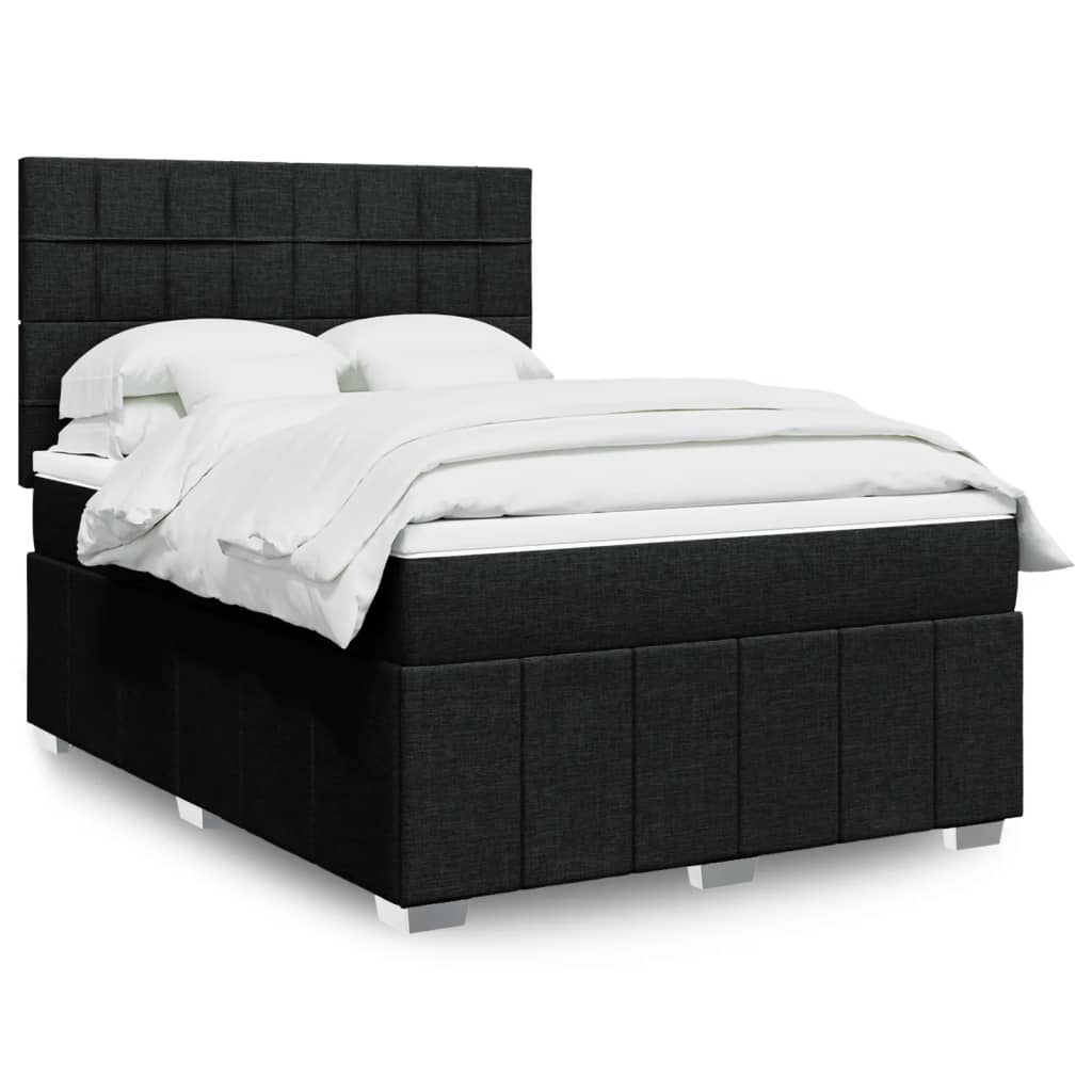 vidaXL Boxspring met matras stof donkergrijs 160x200 cm