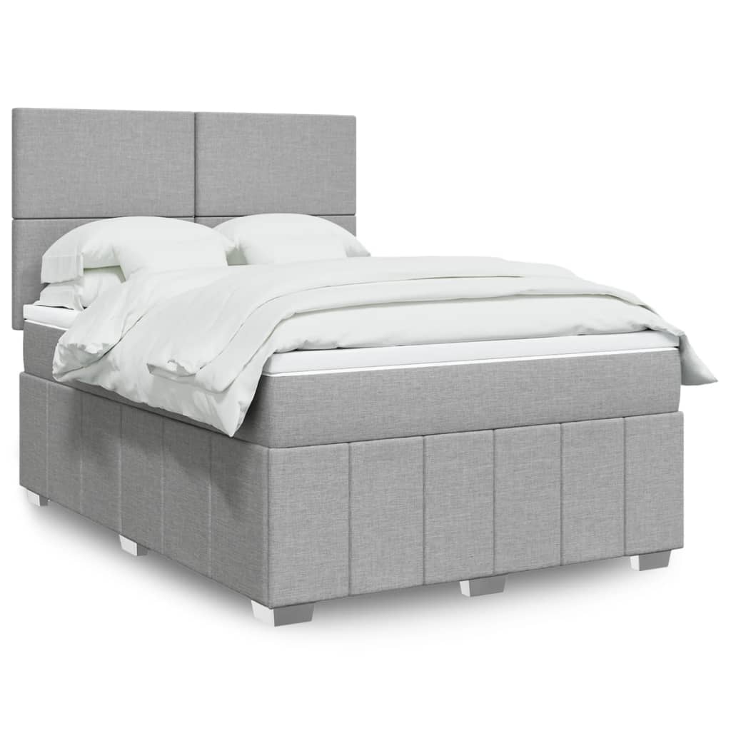 vidaXL Boxspring met matras stof donkergrijs 160x200 cm