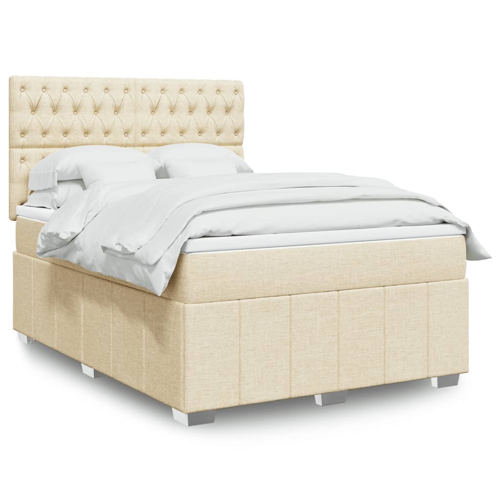 vidaXL Boxspring met matras stof donkergrijs 160x200 cm