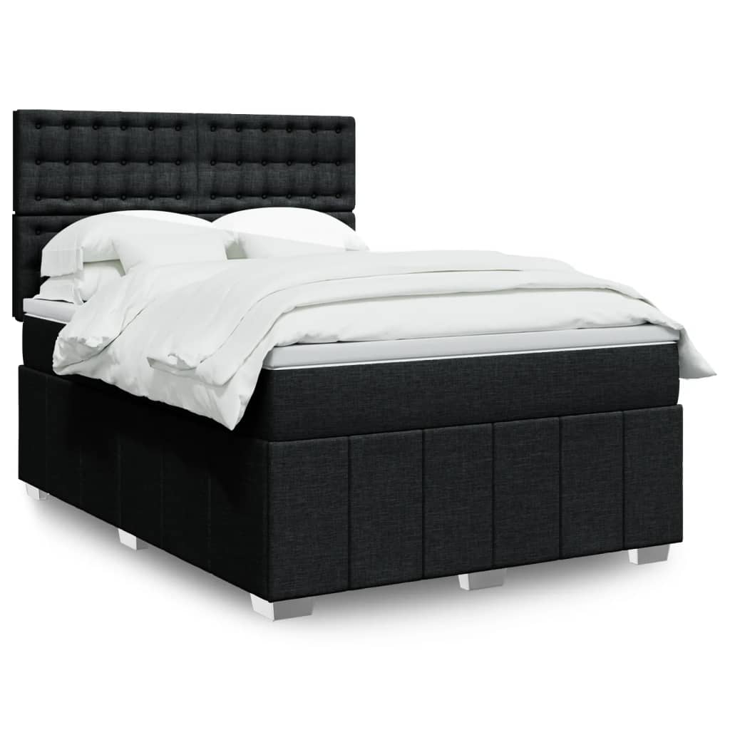 vidaXL Boxspring met matras stof donkergrijs 160x200 cm
