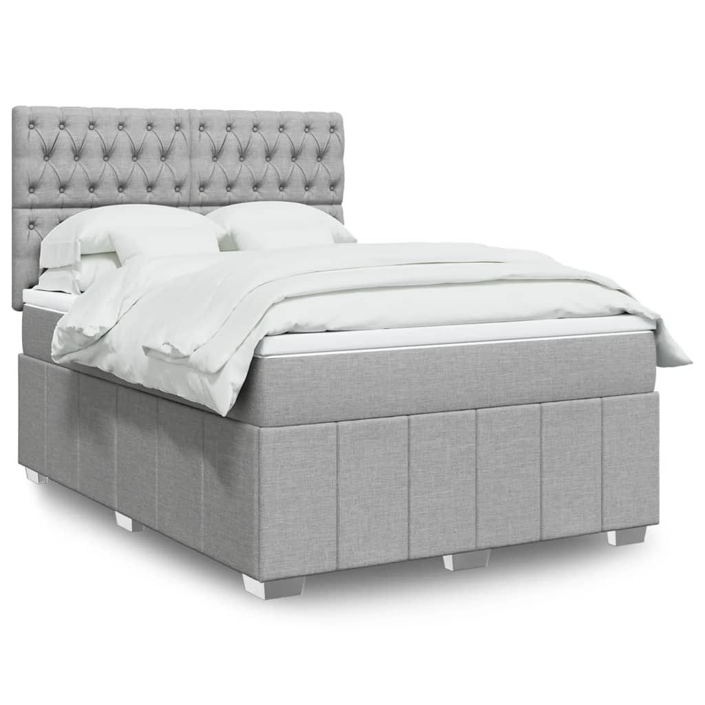 vidaXL Boxspring met matras stof donkergrijs 160x200 cm