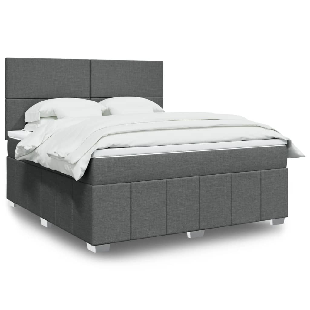 vidaXL Boxspring met matras stof donkergrijs 160x200 cm