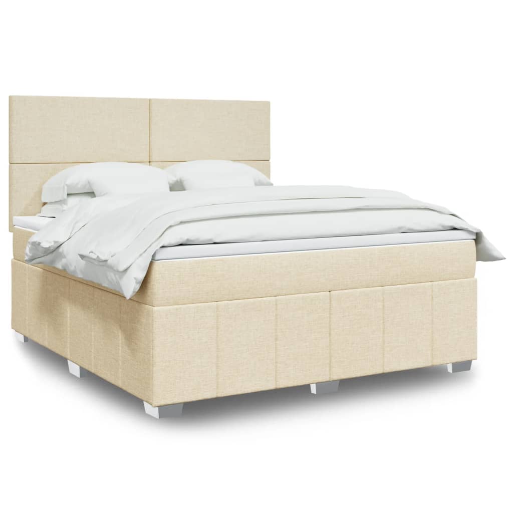 vidaXL Boxspring met matras stof donkergrijs 160x200 cm