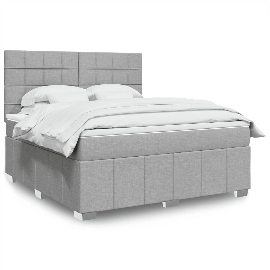 vidaXL Boxspring met matras stof donkergrijs 160x200 cm