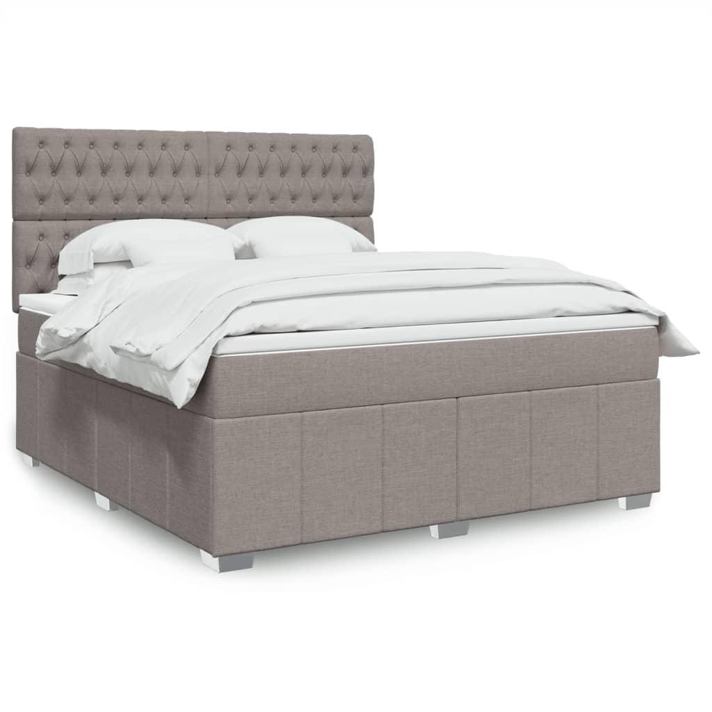 vidaXL Boxspring met matras stof donkergrijs 160x200 cm