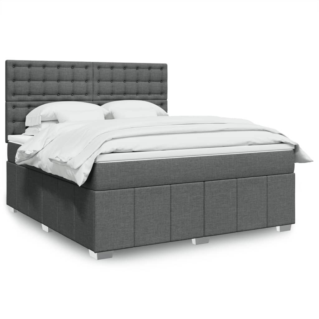 vidaXL Boxspring met matras stof donkergrijs 160x200 cm