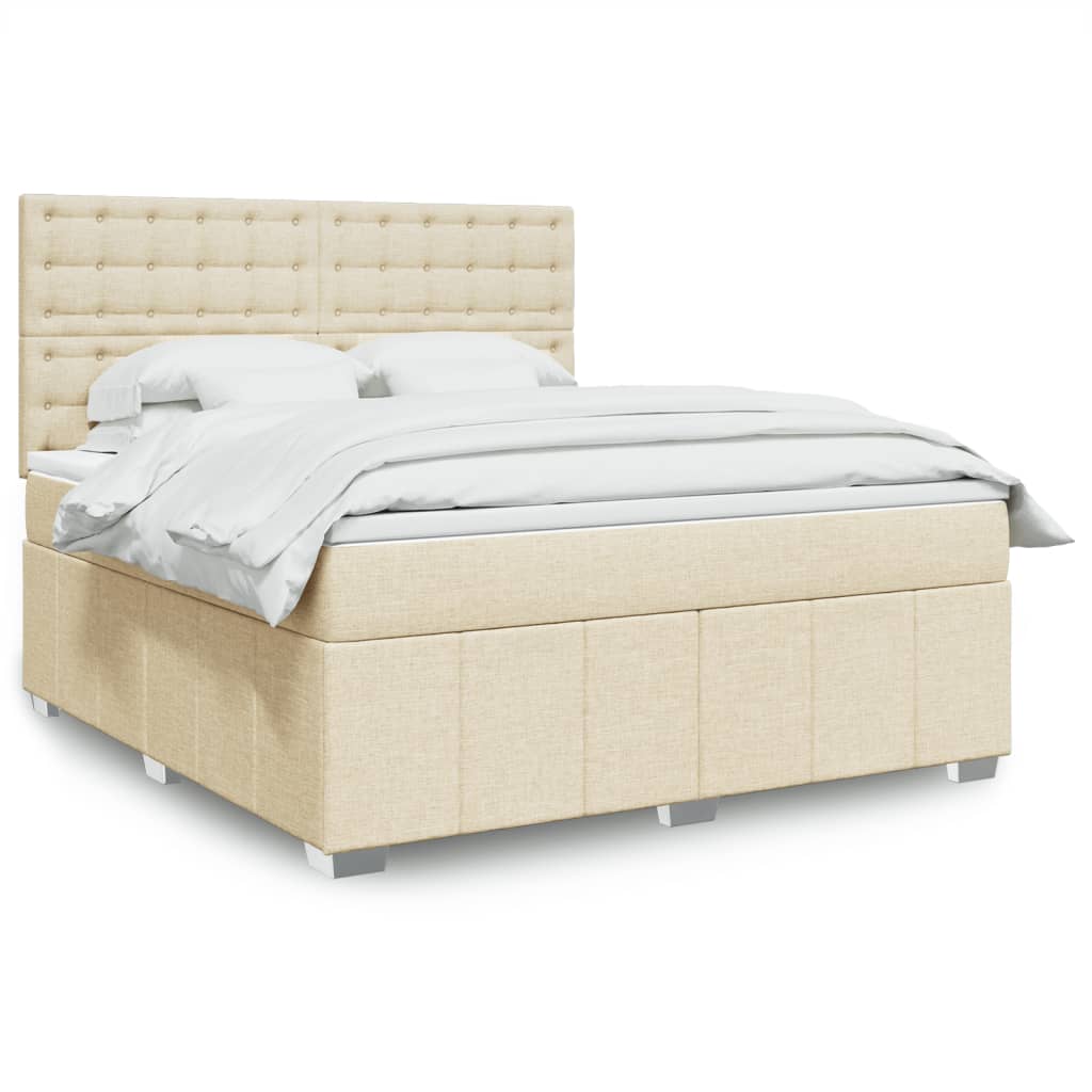vidaXL Boxspring met matras stof donkergrijs 160x200 cm