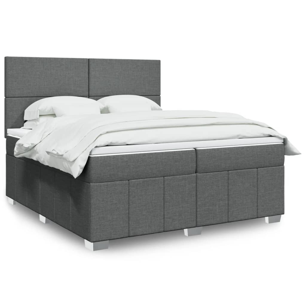 vidaXL Boxspring met matras stof donkergrijs 160x200 cm