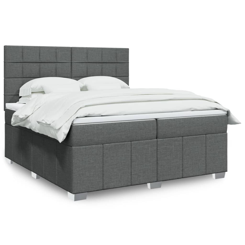 vidaXL Boxspring met matras stof donkergrijs 160x200 cm