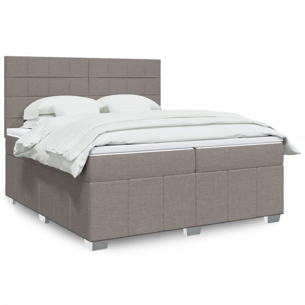 vidaXL Boxspring met matras stof donkergrijs 160x200 cm