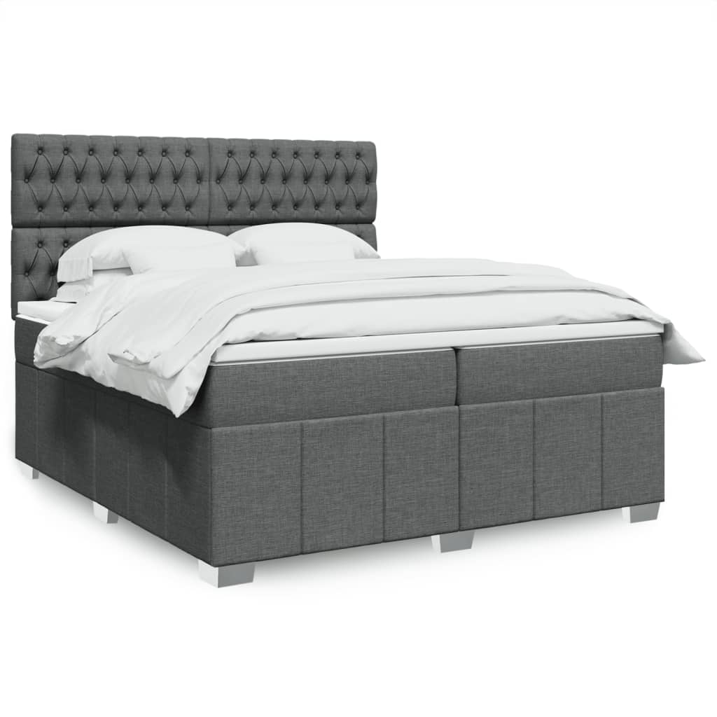 vidaXL Boxspring met matras stof donkergrijs 160x200 cm