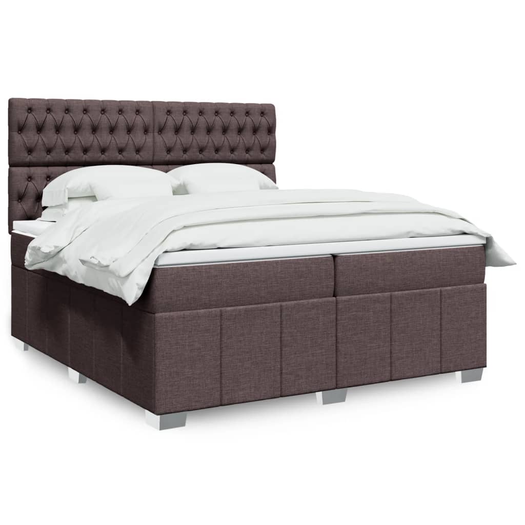 vidaXL Boxspring met matras stof donkergrijs 160x200 cm
