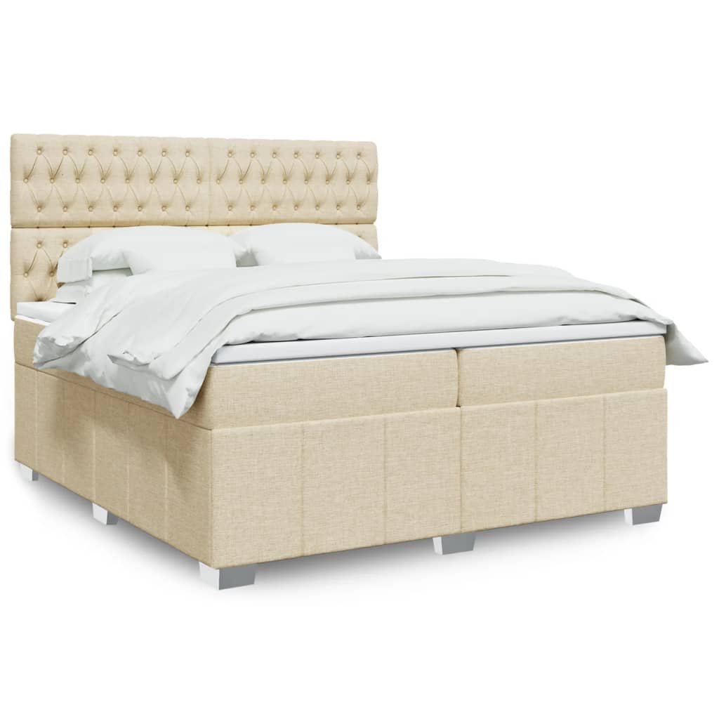 vidaXL Boxspring met matras stof donkergrijs 160x200 cm