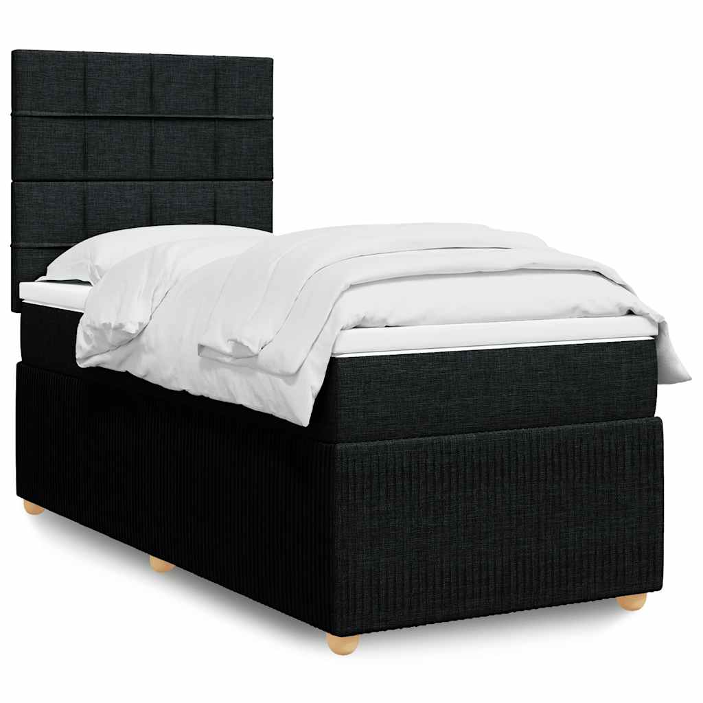 vidaXL Boxspring met matras stof donkerbruin 90x190 cm