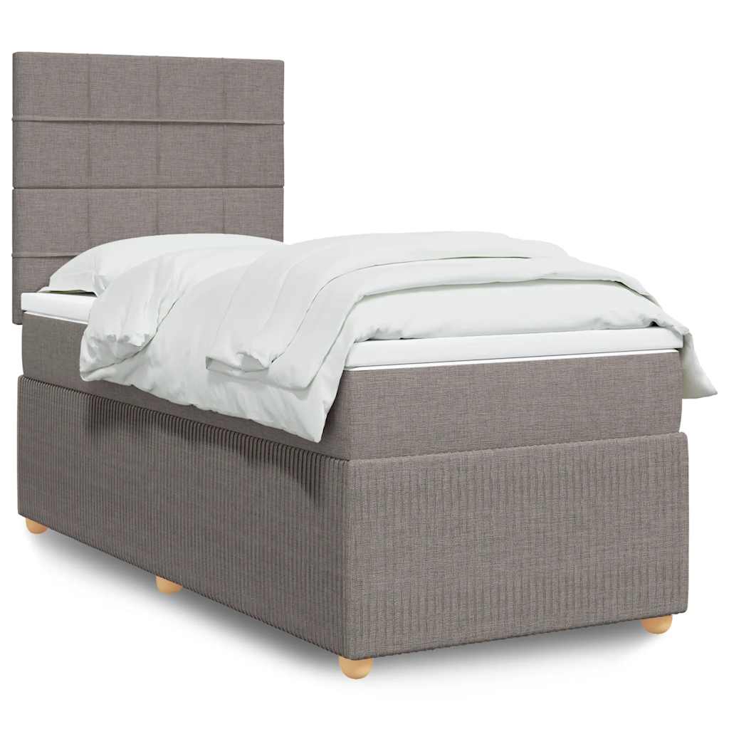 vidaXL Boxspring met matras stof donkerbruin 90x190 cm
