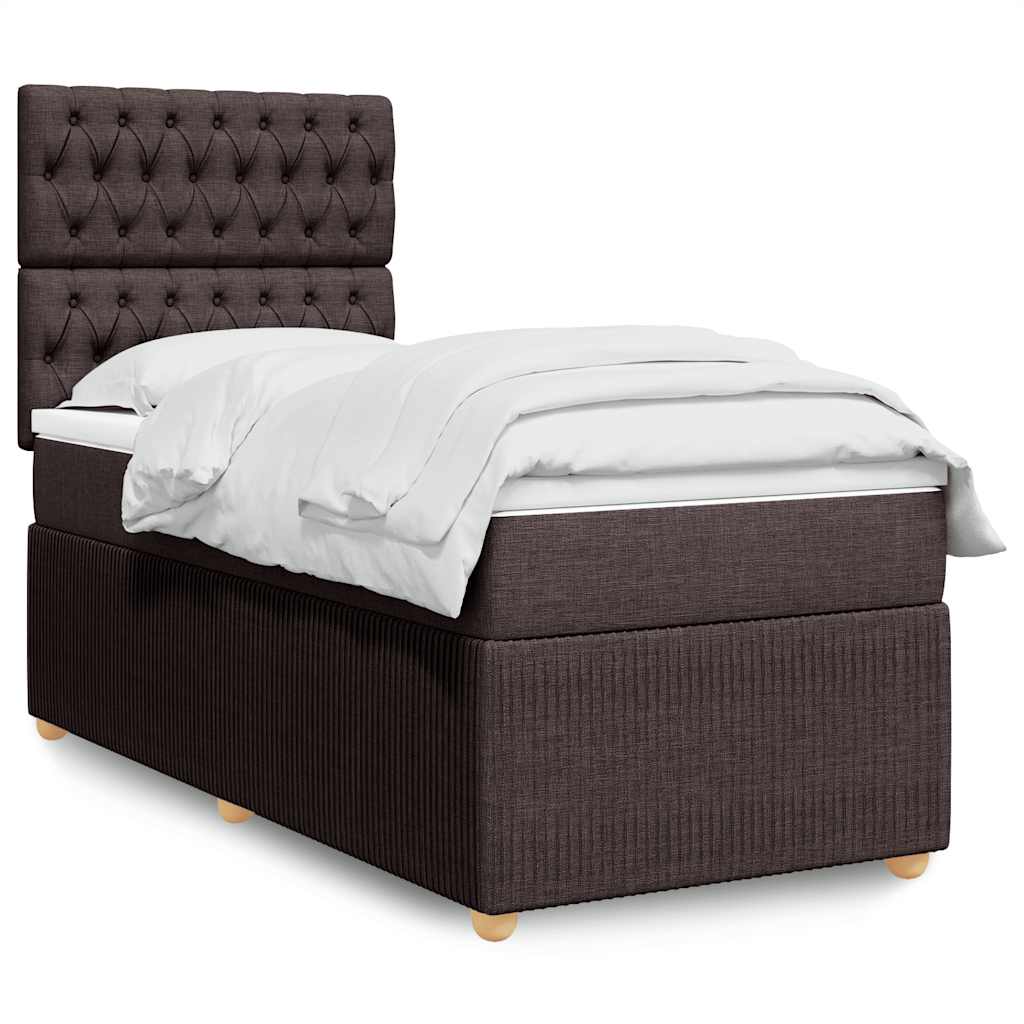 vidaXL Boxspring met matras stof donkerbruin 90x190 cm
