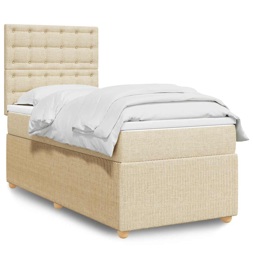 vidaXL Boxspring met matras stof donkerbruin 90x190 cm