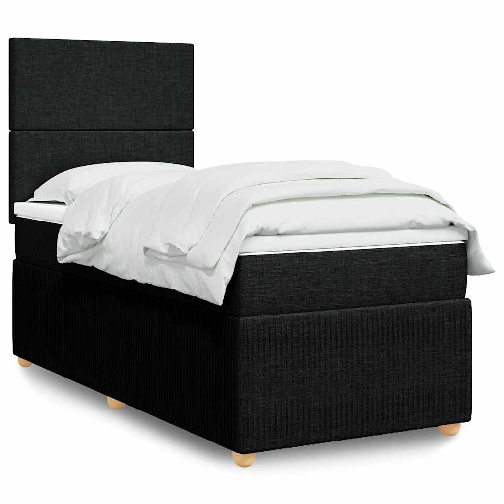 vidaXL Boxspring met matras stof donkerbruin 90x190 cm